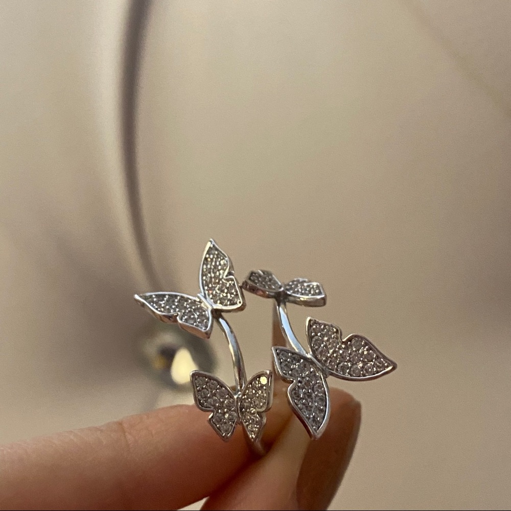 Adjustable Butterfly Ring Silver - Picture 3 of 5